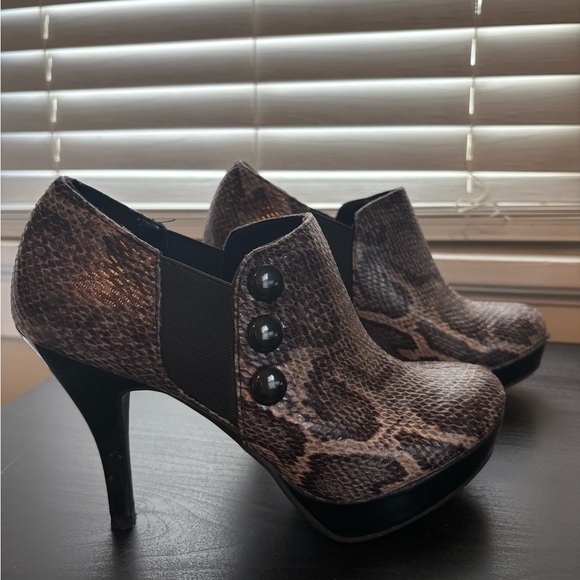 Unlisted Snakeskin Heeled Ankle Boots - Picture 1 of 4